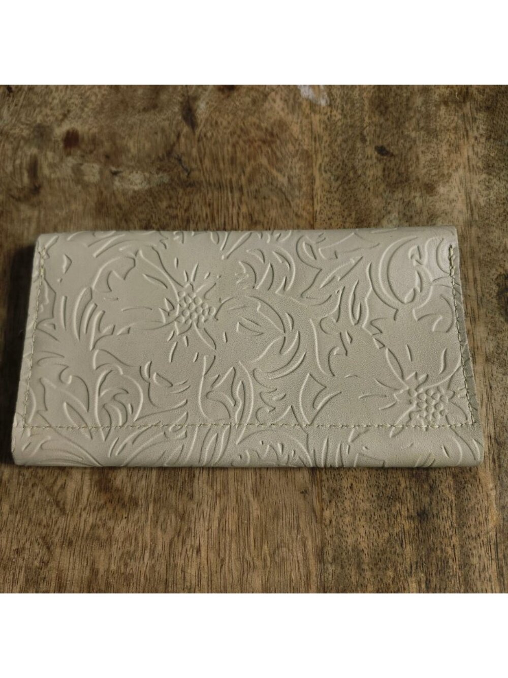 Portland Leather Rancher Wallet Jasmine Floral Embossed Bone Leather Western New - Picture 8 of 8